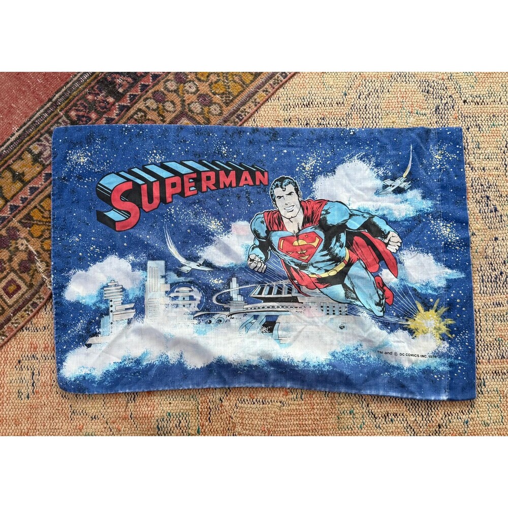 Vintage 1978 Superman Pillowcase - DC Comics Standard Size - 70s Superhero -
